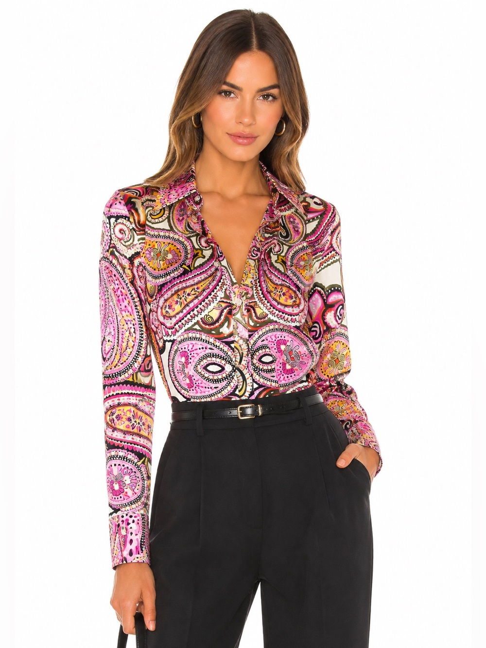 Hawes & Curtis Fitted Paisley Print Stretch Button Down Shirt